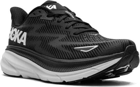 HOKA "Clifton 9 Black White sneakers" Zwart