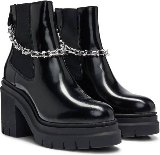 HUGO Chelsea laarzen met ketting afwerking en spikes Zwart
