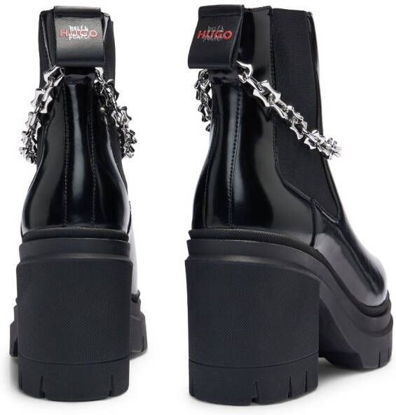 HUGO Chelsea laarzen met ketting afwerking en spikes Zwart
