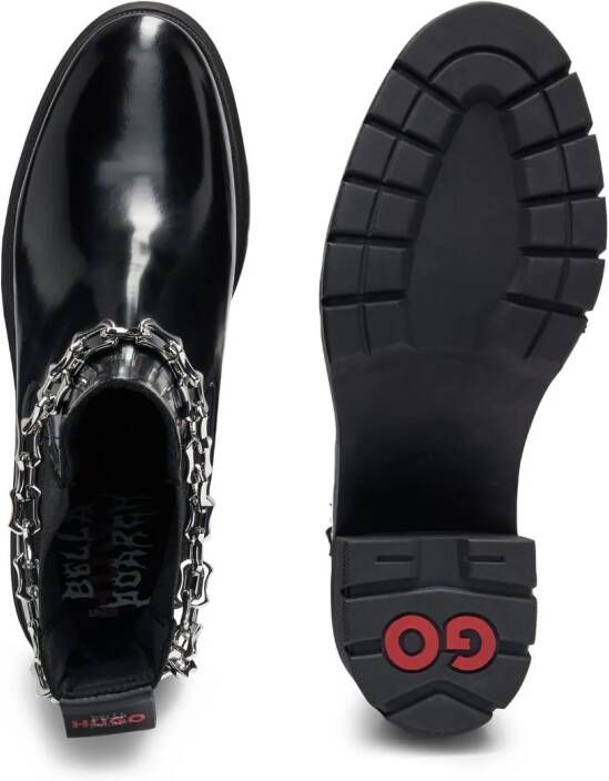 HUGO Chelsea laarzen met ketting afwerking en spikes Zwart