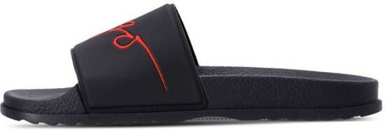 HUGO Slippers met logodetail Zwart
