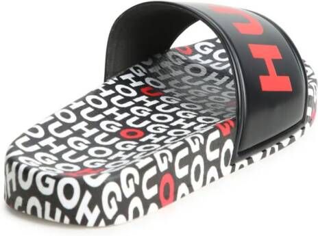 HUGO KIDS Slippers met logoprint Zwart