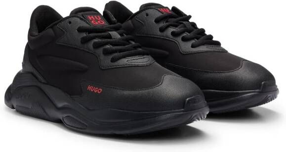 HUGO Low-top sneakers met geborduurd logo Zwart