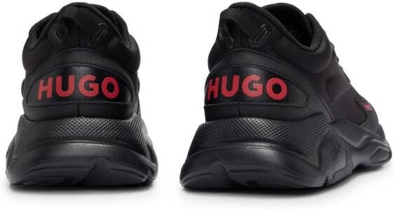 HUGO Low-top sneakers met geborduurd logo Zwart