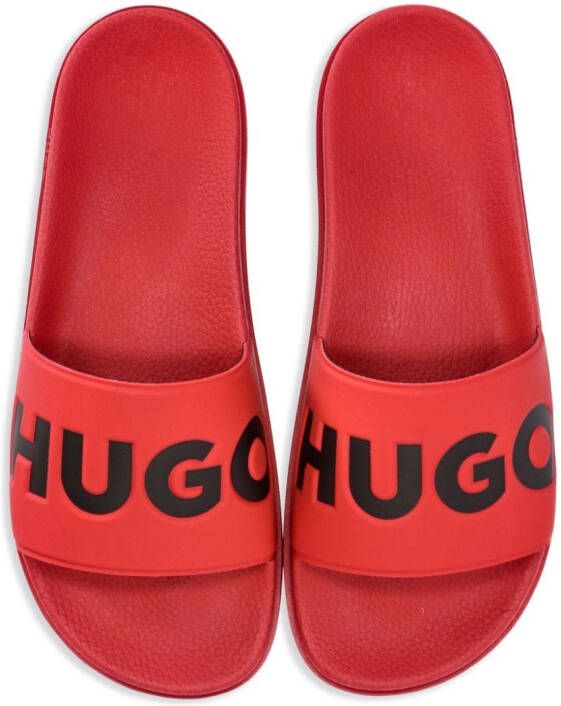 HUGO Slippers met logo-reliëf Rood