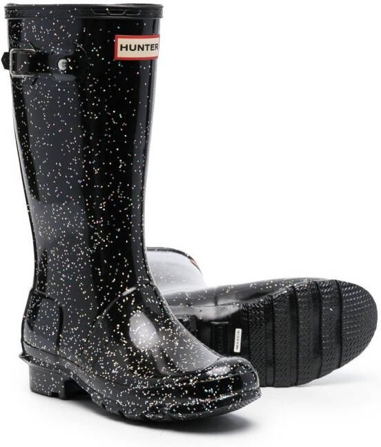 Hunter Kids Giant regenlaarzen met glitter Zwart