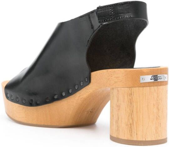 ISABEL MARANT 50 mm Okya leren klompen Zwart
