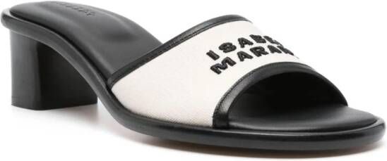 ISABEL MARANT Eirin 60 mm muiltjes met geborduurd logo Zwart