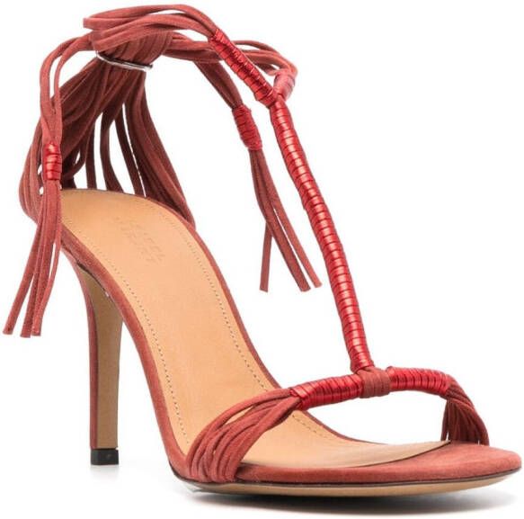 ISABEL MARANT Anssi leren sandalen Rood