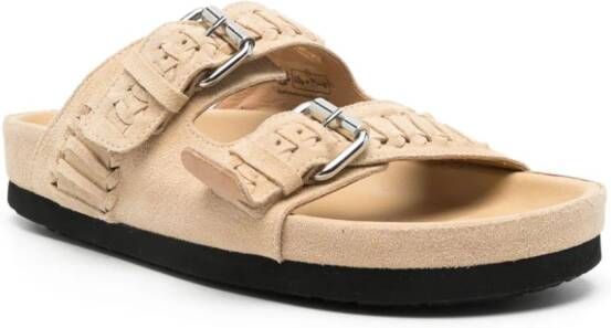 ISABEL MARANT Lennyo raffia sandalen Beige