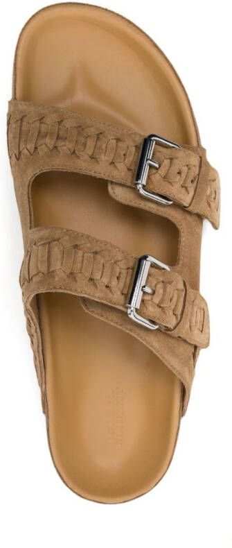 ISABEL MARANT Lennyo leren sandalen Bruin