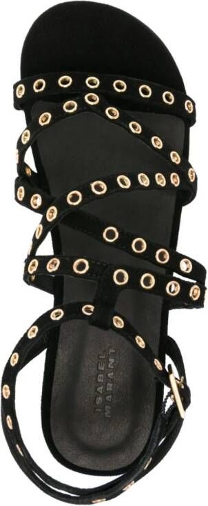 ISABEL MARANT Suède sandalen verfraaid met ringlets Zwart