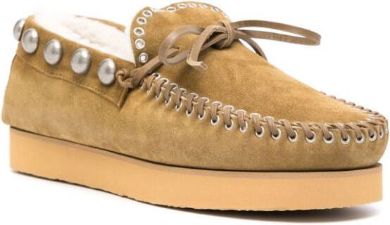 ISABEL MARANT Loafers met lammy voering Groen