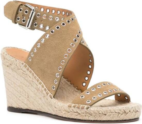 ISABEL MARANT Iriane 85 mm espadrilles met sleehak Beige