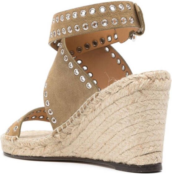 ISABEL MARANT Iriane 85 mm espadrilles met sleehak Beige