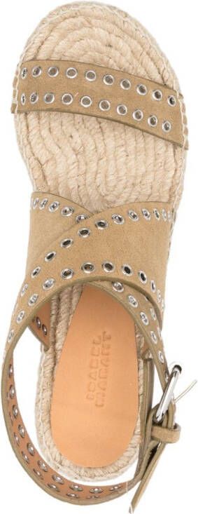 ISABEL MARANT Iriane 85 mm espadrilles met sleehak Beige