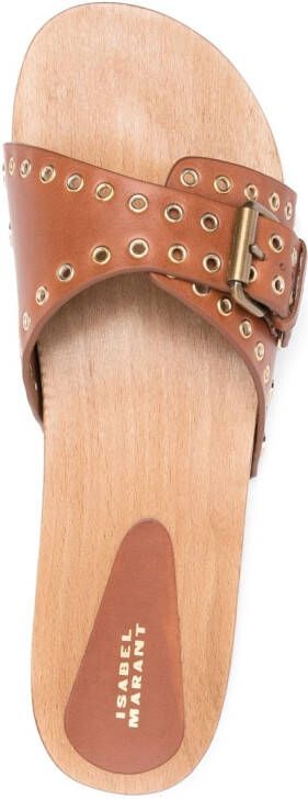 ISABEL MARANT Jaso slippers met gesp Bruin