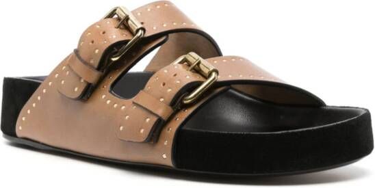 ISABEL MARANT Lennyo leren sandalen Bruin