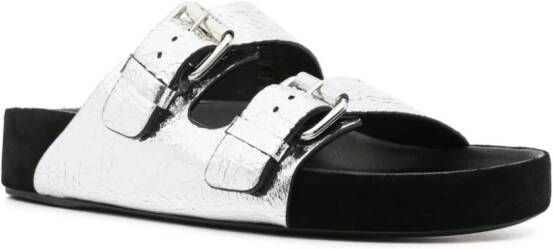 ISABEL MARANT Lennyo leren sandalen Zilver