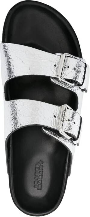 ISABEL MARANT Lennyo leren sandalen Zilver