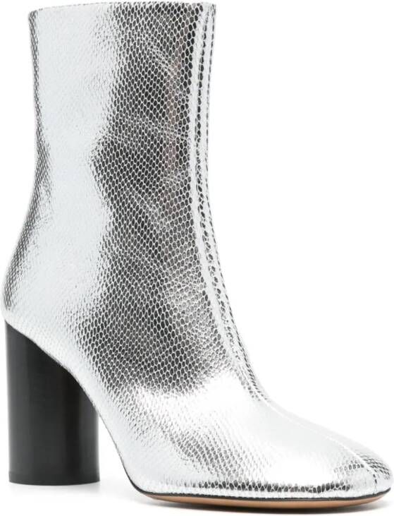 ISABEL MARANT Leren laarzen 90 mm Zilver