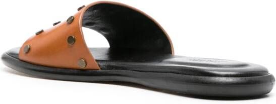 ISABEL MARANT Slippers met logo-reliëf en studs Bruin