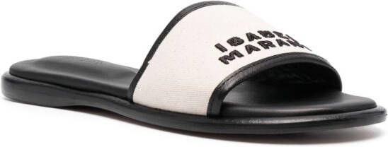 ISABEL MARANT Vikee sandalen met geborduurd logo Beige