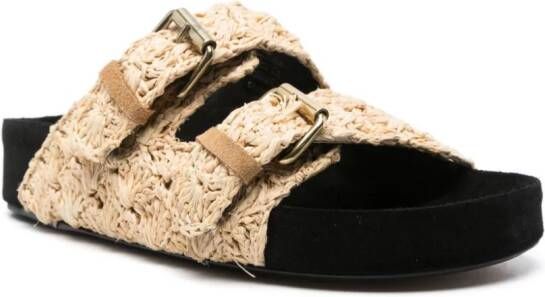 ISABEL MARANT Sandalen met raffia hak Beige