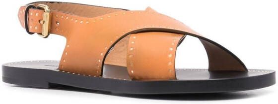 ISABEL MARANT Jane leren sandalen Bruin