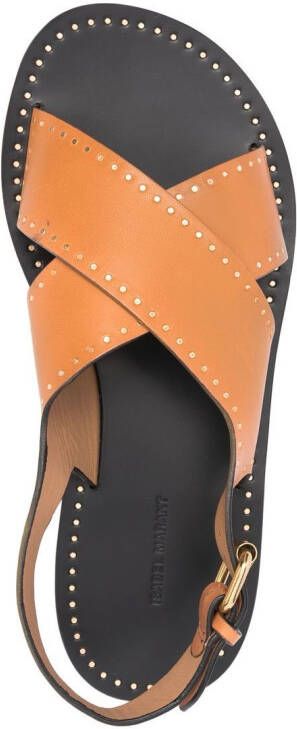 ISABEL MARANT Jane leren sandalen Bruin