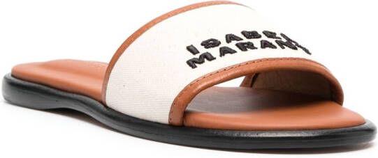 ISABEL MARANT Vike slippers met logo Beige