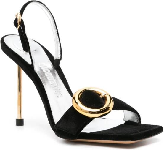 Jacquemus 105mm fluwelen sandalen Zwart