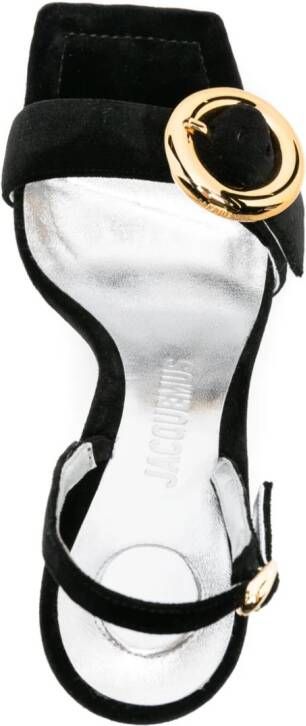 Jacquemus 105mm fluwelen sandalen Zwart