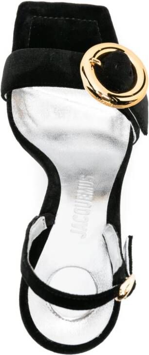 Jacquemus 105 mm Regalo fluwelen sandalen Zwart