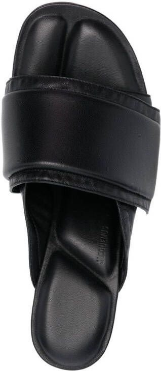Jacquemus Les Mules Aqua 80mm leren muiltjes Zwart