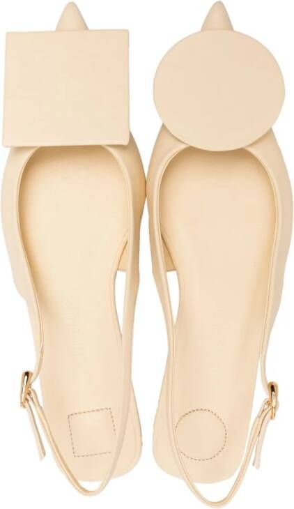 Jacquemus Les Slingbacks Duelo Plates leren ballerina's Beige