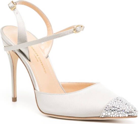 Jennifer Chamandi Vittorio pumps met kristallen Zilver
