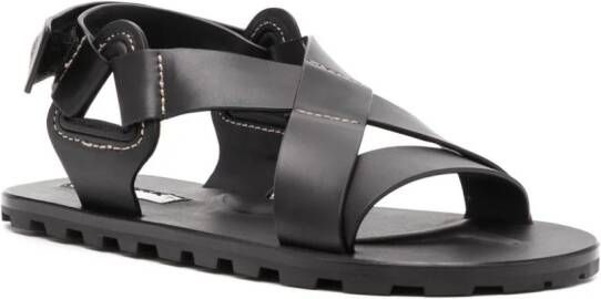 Jil Sander Leren sandalen Zwart