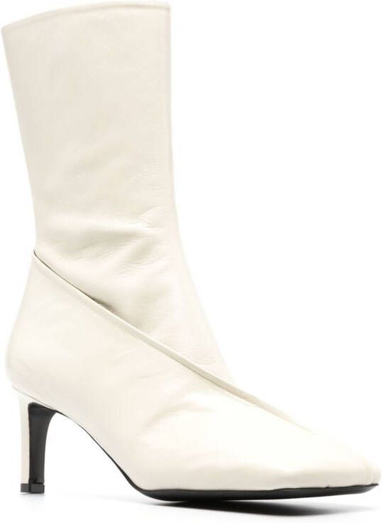 Jil Sander Enkellaarzen met vierkante neus Beige