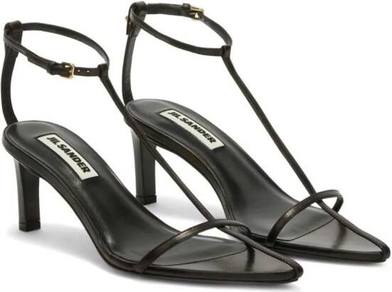 Jil Sander Hoge leren sandalen Zwart