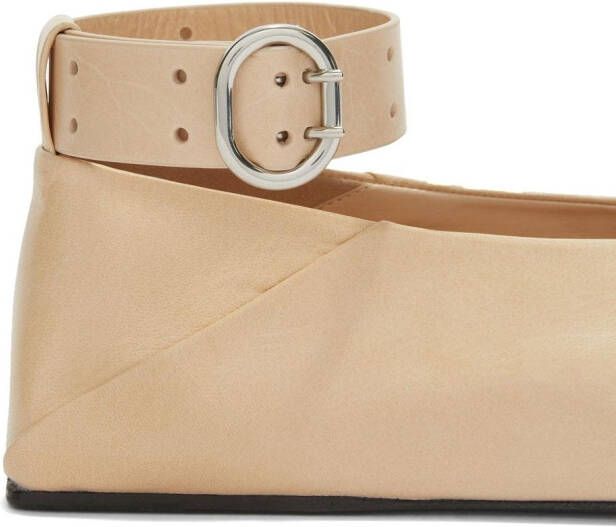 Jil Sander Leren ballerina's Beige