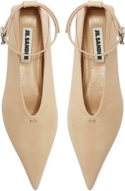 Jil Sander Leren ballerina's Beige