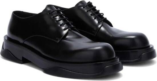 Jil Sander Leren derby schoenen Zwart