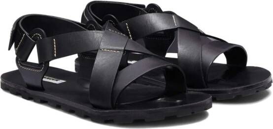 Jil Sander Leren sandalen Zwart