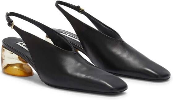 Jil Sander Leren slingback pumps Zwart