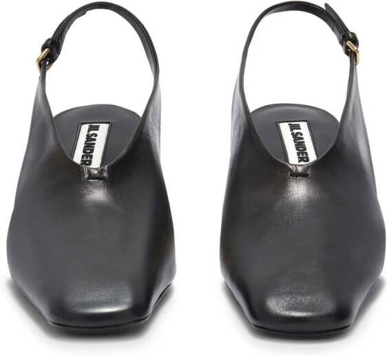 Jil Sander Leren slingback pumps Zwart