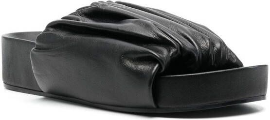 Jil Sander Leren sandalen met plateauzool Zwart