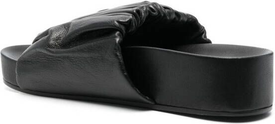 Jil Sander Leren sandalen met plateauzool Zwart