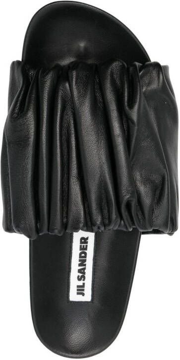 Jil Sander Leren sandalen met plateauzool Zwart