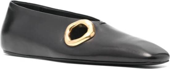 Jil Sander Leren ballerina's met vierkante neus Zwart